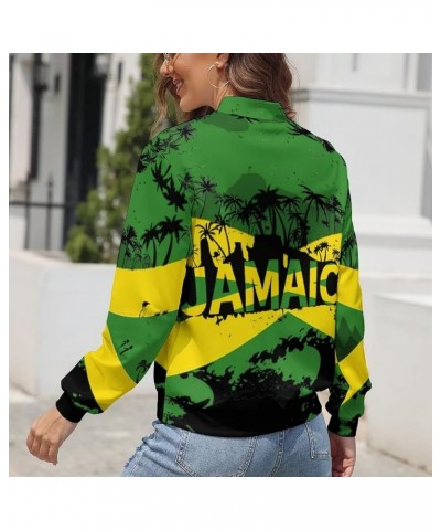 Jamaica Flag Women's Zipper Jacket Women Sweatshirts Print Hoodie Autumn Long Sleeve Tops L Large White-3 $18.22 Hoodies & Sw...