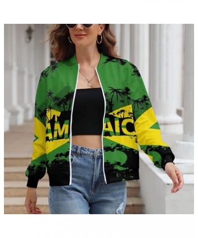 Jamaica Flag Women's Zipper Jacket Women Sweatshirts Print Hoodie Autumn Long Sleeve Tops L Large White-3 $18.22 Hoodies & Sw...