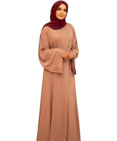 Women Chiffon Muslim Dress Islamic Abaya Dubai Robe Middle East Prayer Dress Open Front Flowy Maxi Cardigan Dress Khaki2 $12....