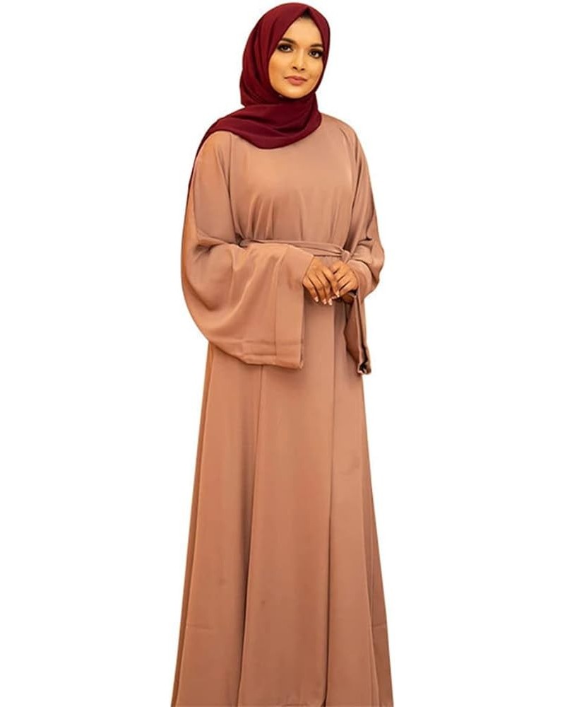 Women Chiffon Muslim Dress Islamic Abaya Dubai Robe Middle East Prayer Dress Open Front Flowy Maxi Cardigan Dress Khaki2 $12....