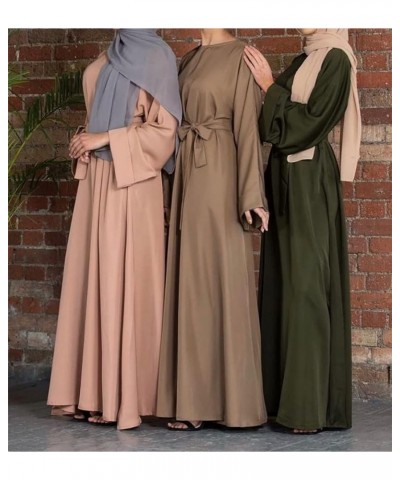 Women Chiffon Muslim Dress Islamic Abaya Dubai Robe Middle East Prayer Dress Open Front Flowy Maxi Cardigan Dress Khaki2 $12....