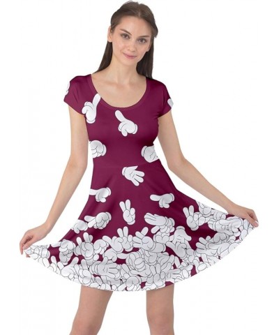 Womens Costume Party Dress Bats Design Princess Halloween Alice Pattern Cap Sleeve Dress,XS-5XL Dark Magenta $17.04 Others