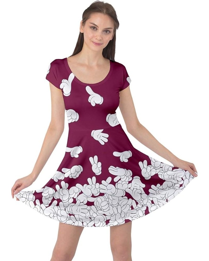 Womens Costume Party Dress Bats Design Princess Halloween Alice Pattern Cap Sleeve Dress,XS-5XL Dark Magenta $17.04 Others