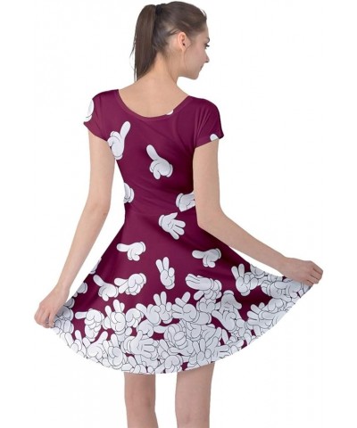 Womens Costume Party Dress Bats Design Princess Halloween Alice Pattern Cap Sleeve Dress,XS-5XL Dark Magenta $17.04 Others