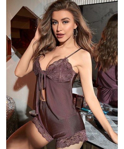 Women's Lace Trim Tie Front Scallop Cami Top and Shorts 2 Piece Pajama Set Purple Solid $15.59 Sleep & Lounge