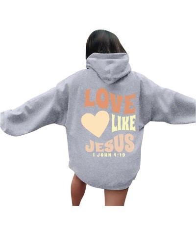 Christian Sweatshirts For Women Oversized Jesus Loves You Pullover Hoodie Pockets Casual Long Sleeve Thanksgiving T Shirts A2...