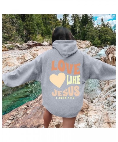 Christian Sweatshirts For Women Oversized Jesus Loves You Pullover Hoodie Pockets Casual Long Sleeve Thanksgiving T Shirts A2...