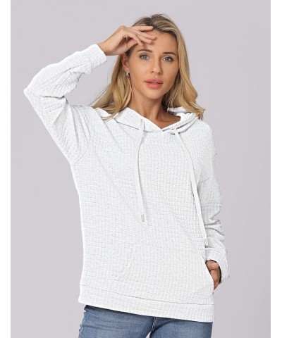 Womens Waffle Hoodie 2023 Fall Fashion Casual Loose Hooded Drawstring Trendy Pullover Sweatshirt with Pocket White $7.94 Hood...