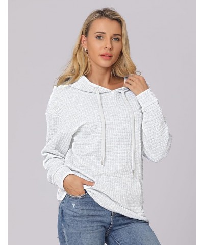 Womens Waffle Hoodie 2023 Fall Fashion Casual Loose Hooded Drawstring Trendy Pullover Sweatshirt with Pocket White $7.94 Hood...