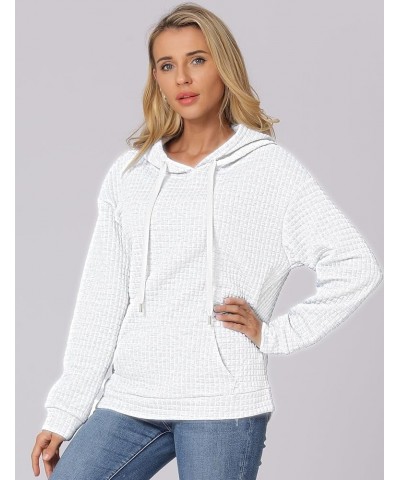 Womens Waffle Hoodie 2023 Fall Fashion Casual Loose Hooded Drawstring Trendy Pullover Sweatshirt with Pocket White $7.94 Hood...