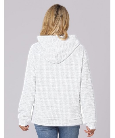 Womens Waffle Hoodie 2023 Fall Fashion Casual Loose Hooded Drawstring Trendy Pullover Sweatshirt with Pocket White $7.94 Hood...