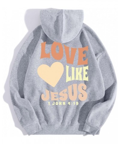 Christian Sweatshirts For Women Oversized Jesus Loves You Pullover Hoodie Pockets Casual Long Sleeve Thanksgiving T Shirts A2...