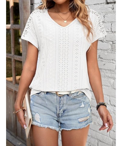 Women's Summer Solid Short Puff Round Neck Workwear Office Blouse Top White Solid $7.94 Blouses