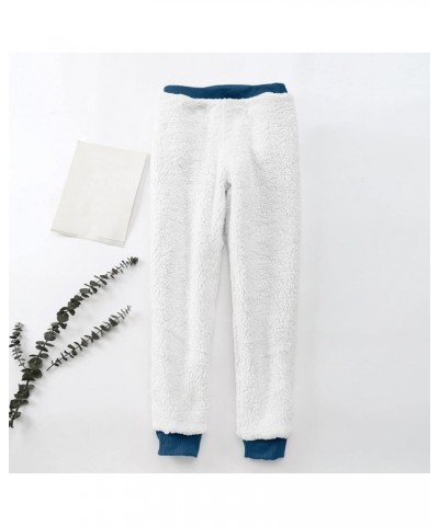 Christmas Women's Fleece Sweatpants Sherpa Lined Winter Warm Athletic Jogger Xmas Snowflake Printed Thermal Pants Blue-008 $1...