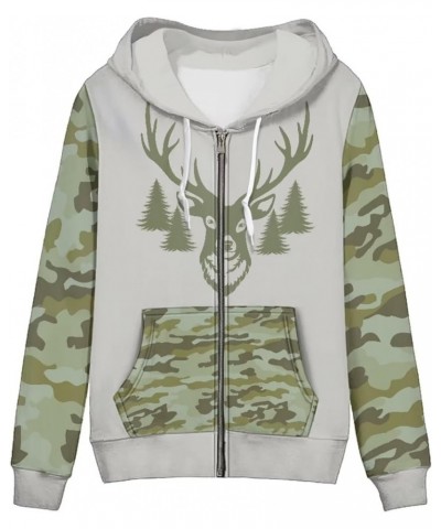 Womens Oversized Zipper Hoodies Fleece Sweatshirts Long Sleeve Sweaters Pullover Fall Clothes Jacket with Pockets Camo Elk $2...