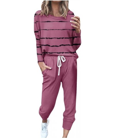 Jogger Sets for Women 2 Piece,Casual Lounge Sets Sweatsuits Long Sleeve Crewneck Pullover Tops and Pants Tracksuit A002█wine ...