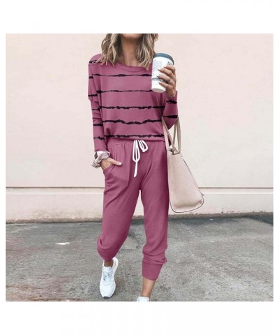 Jogger Sets for Women 2 Piece,Casual Lounge Sets Sweatsuits Long Sleeve Crewneck Pullover Tops and Pants Tracksuit A002█wine ...