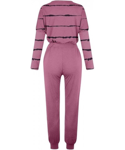 Jogger Sets for Women 2 Piece,Casual Lounge Sets Sweatsuits Long Sleeve Crewneck Pullover Tops and Pants Tracksuit A002█wine ...