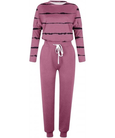 Jogger Sets for Women 2 Piece,Casual Lounge Sets Sweatsuits Long Sleeve Crewneck Pullover Tops and Pants Tracksuit A002█wine ...