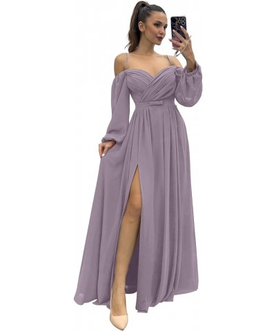 Women's Bridesmaid Dresses with Long Sleeves Spaghetti Strap Split Ruched Wedding Guest Dress with Pockets Mauve $33.79 Dresses