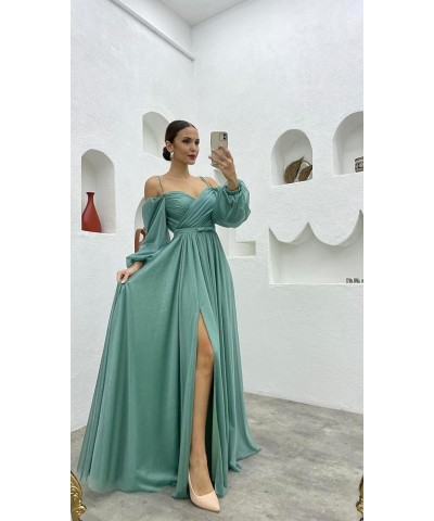 Women's Bridesmaid Dresses with Long Sleeves Spaghetti Strap Split Ruched Wedding Guest Dress with Pockets Mauve $33.79 Dresses