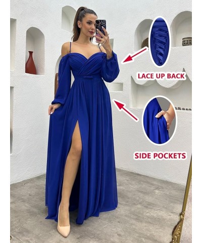 Women's Bridesmaid Dresses with Long Sleeves Spaghetti Strap Split Ruched Wedding Guest Dress with Pockets Mauve $33.79 Dresses