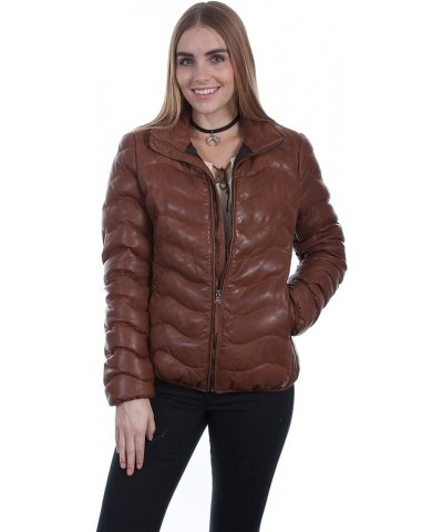 Women's Leatherwear by Ribbed Jacket - L620-Beige Cognac $100.71 Jackets