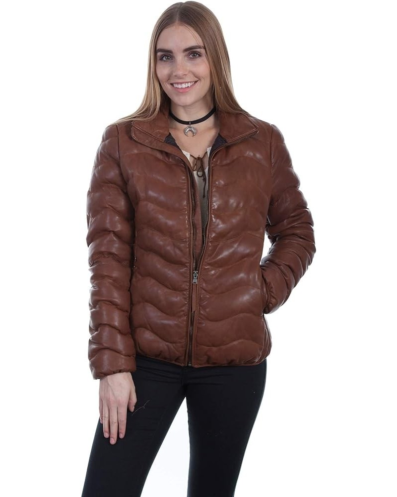 Women's Leatherwear by Ribbed Jacket - L620-Beige Cognac $100.71 Jackets