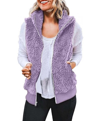 Fuzzy Fleece Jackets for Women Sleeve Thick Warm Hooded Cardigan Coat Warm Hooded Zip Up Fuzzy Womens Winter Women'S 1-purple...