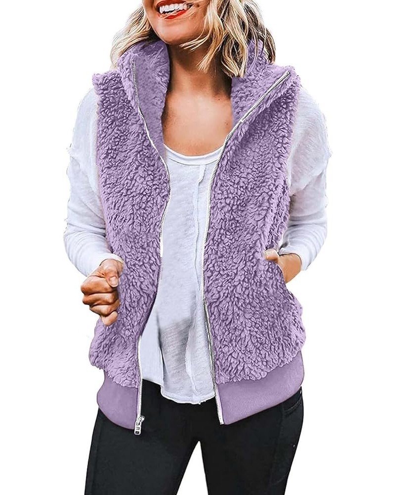 Fuzzy Fleece Jackets for Women Sleeve Thick Warm Hooded Cardigan Coat Warm Hooded Zip Up Fuzzy Womens Winter Women'S 1-purple...