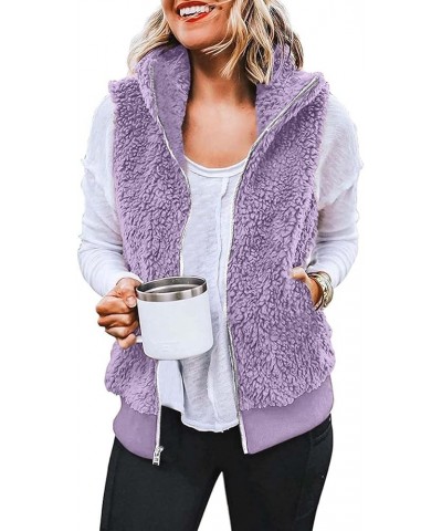 Fuzzy Fleece Jackets for Women Sleeve Thick Warm Hooded Cardigan Coat Warm Hooded Zip Up Fuzzy Womens Winter Women'S 1-purple...