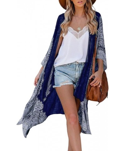 Women Summer Bikini Kimono Bathing Suit Cover Ups for Swimwear E Blue\u2002Ribbon $13.31 Swimsuits