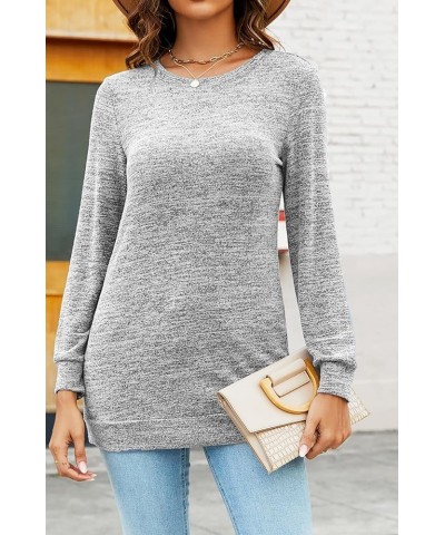 Women's Fall Long Sleeve Shirts Tunic Tops to Wear With Leggings Casual Crewneck Long Sweater Sweatshirts Light Grey $10.00 H...