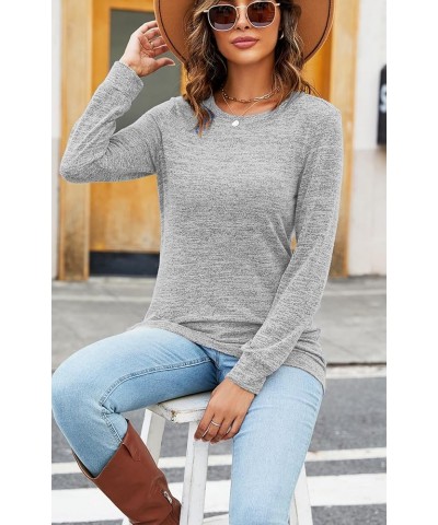 Women's Fall Long Sleeve Shirts Tunic Tops to Wear With Leggings Casual Crewneck Long Sweater Sweatshirts Light Grey $10.00 H...