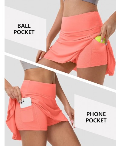 Women's Pleated Tennis Skirts with 3 Pockets High Waisted Flowy Ruffle Atheltic Golf Running Skorts for Workout Casual Scorch...