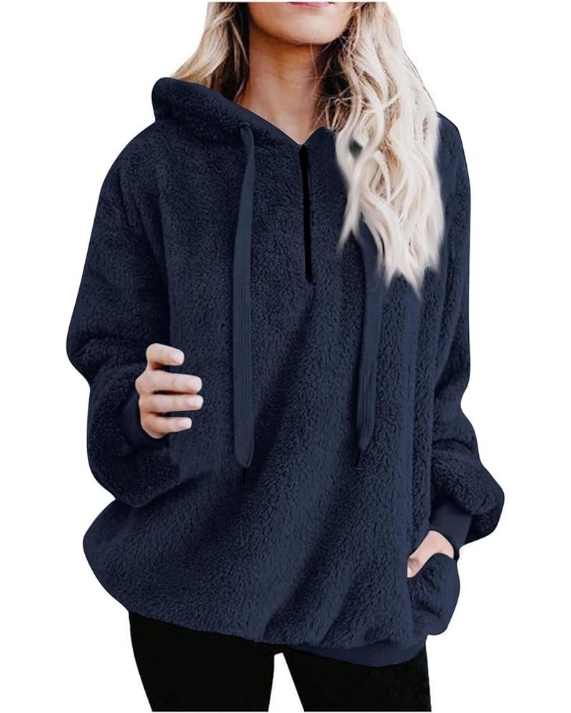 Sherpa Sweatshirt For Women,2023 Warm Trendy Half Zip Up Pullover Fuzzy Fleece Hoodies,Long Sleeve Soft Shaggy Sweatshirt C-r...