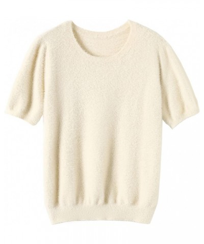 Women's Pullover Sweaters Soft Tops,Short Sleeves and Long Sleeves Fluff Light Camel $13.25 Sweaters