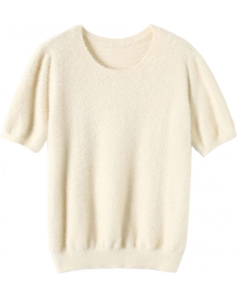 Women's Pullover Sweaters Soft Tops,Short Sleeves and Long Sleeves Fluff Light Camel $13.25 Sweaters