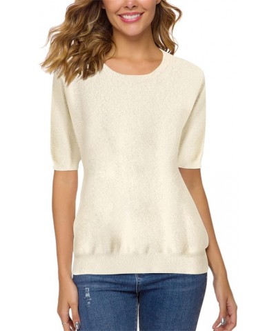 Women's Pullover Sweaters Soft Tops,Short Sleeves and Long Sleeves Fluff Light Camel $13.25 Sweaters