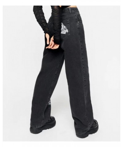 Women High Waisted Wide Leg Denim Pants Y2K Patterned Baggy Flared Hem Jeans Stretch Bell Bottom Trousers 18-black $18.44 Jeans