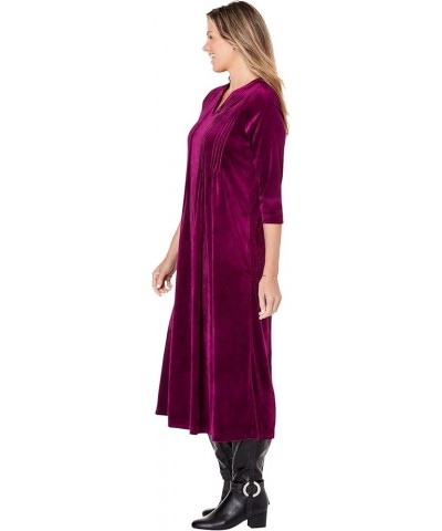 Women's Plus Size Pintuck Velour Dress Black $25.87 Dresses