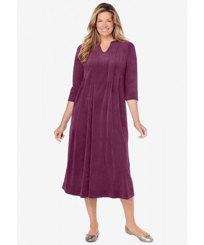 Women's Plus Size Pintuck Velour Dress Black $25.87 Dresses