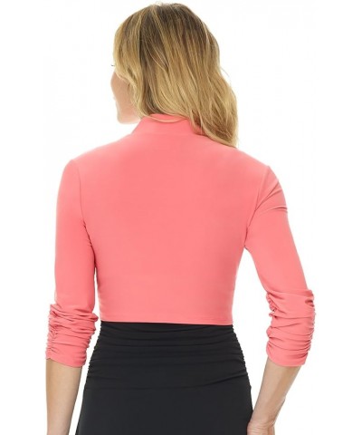 Women's Chic Soft Knit Stretch Bolero Shrug with Ruched Sleeves Coral $27.99 Sweaters