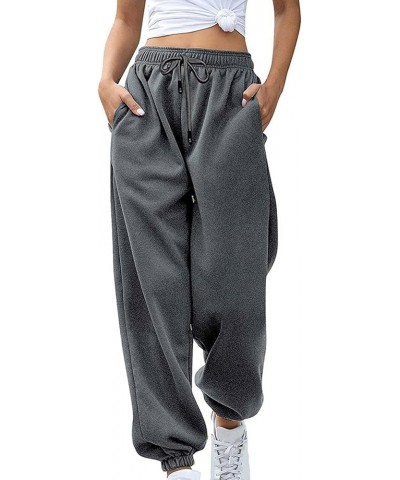 Women Sweatpants with Pockets Women Active Baggy Sweatpants Casual Loose Fit Lounge Comfy Gym Hiking Pants Trousers Z1-dark G...