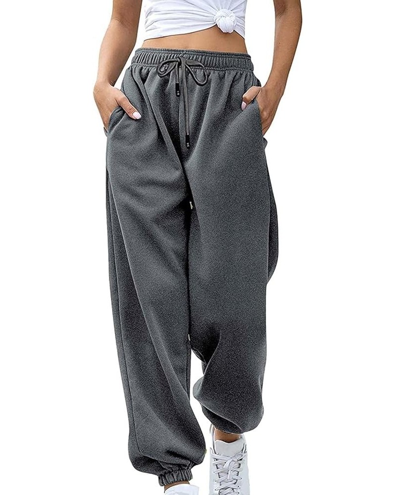 Women Sweatpants with Pockets Women Active Baggy Sweatpants Casual Loose Fit Lounge Comfy Gym Hiking Pants Trousers Z1-dark G...