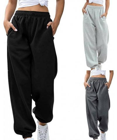 Women Sweatpants with Pockets Women Active Baggy Sweatpants Casual Loose Fit Lounge Comfy Gym Hiking Pants Trousers Z1-dark G...