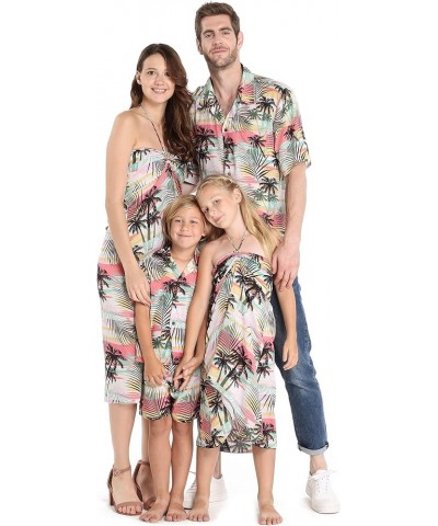 Matchable Family Hawaiian Luau Men Women Girl Boy Clothes in Neon Sunset Pink Big Girl Girl Wrap $7.41 Shirts