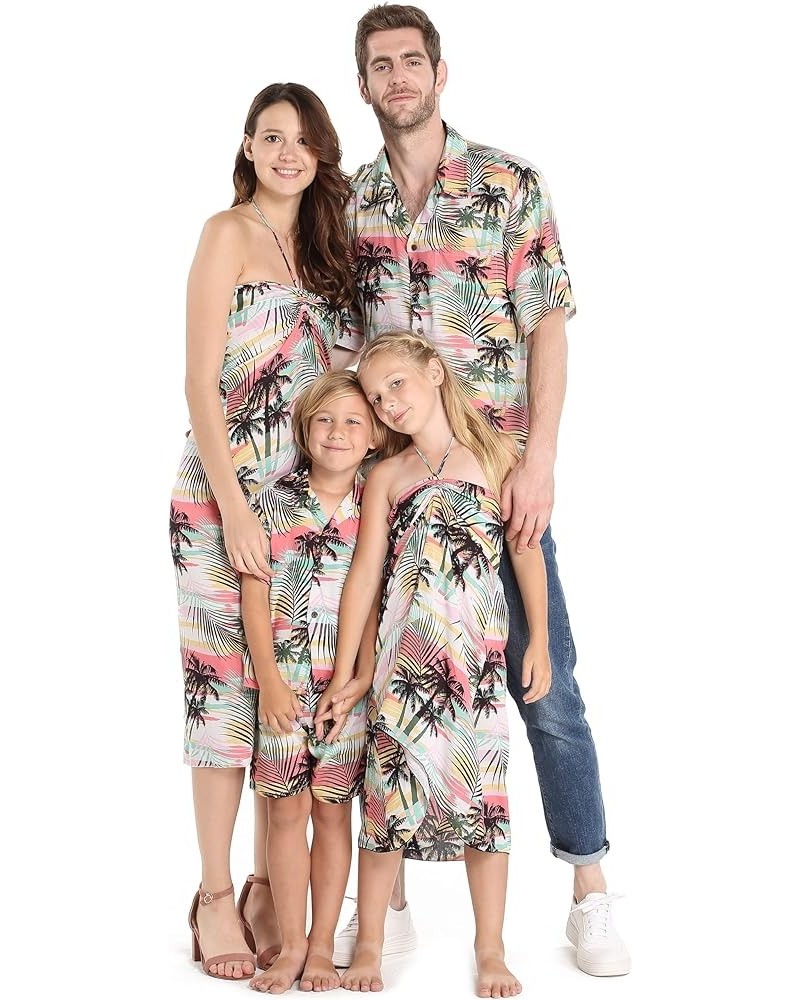 Matchable Family Hawaiian Luau Men Women Girl Boy Clothes in Neon Sunset Pink Big Girl Girl Wrap $7.41 Shirts