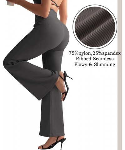 V Waist Flare Leggings for Women Tummy Control Wide Leg Yoga Pants with Pockets 30 Inseam-No Scrunch Butt 17-dark Grey $13.99...