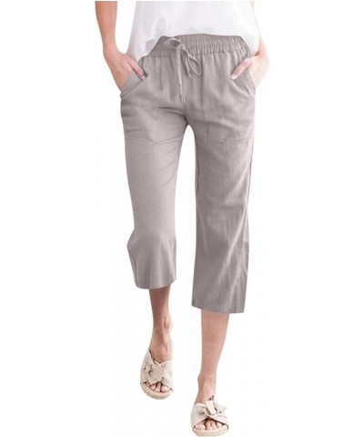 Womens Pants Dressy Casual, Women Linen Pants Straight Leg Loose Fit Casual Drawstring Lounge Beach Trousers Pants Z2-gray $1...